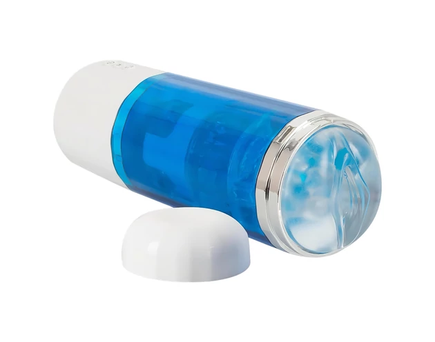 You2Toys - akkus, forgó-lökő maszturbátor (kék-fehér)