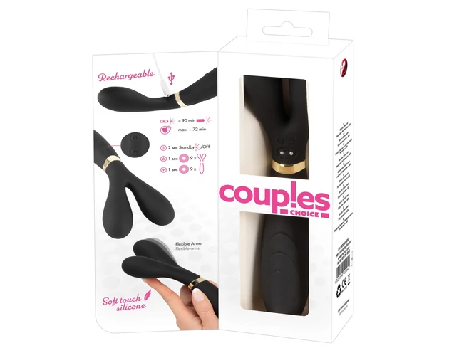 Couples Choice - akkus, 3 motoros vibrátor (fekete)