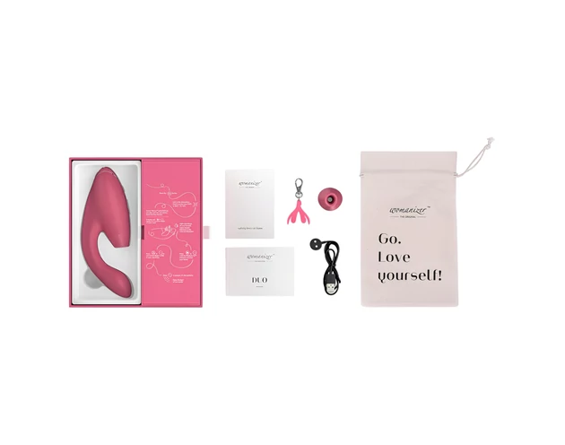 Womanizer Duo - vízálló G-pont vibrátor és csiklóizgató (korall)