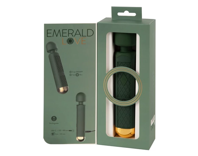 Emerald Love Wand - akkus, vízálló masszírozó vibrátor (zöld)