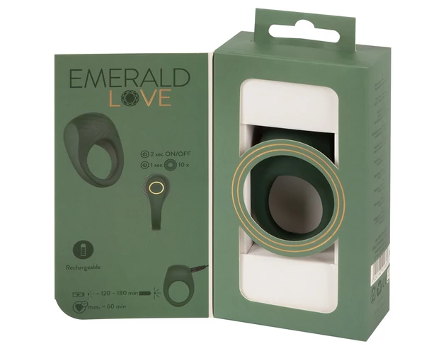 Emerald Love - akkus, vízálló vibrációs péniszgyűrű (zöld)