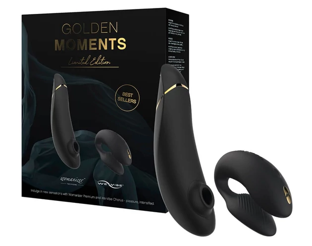 Womanizer Golden Moments 2 - csikló- és párvibrátor (fekete)