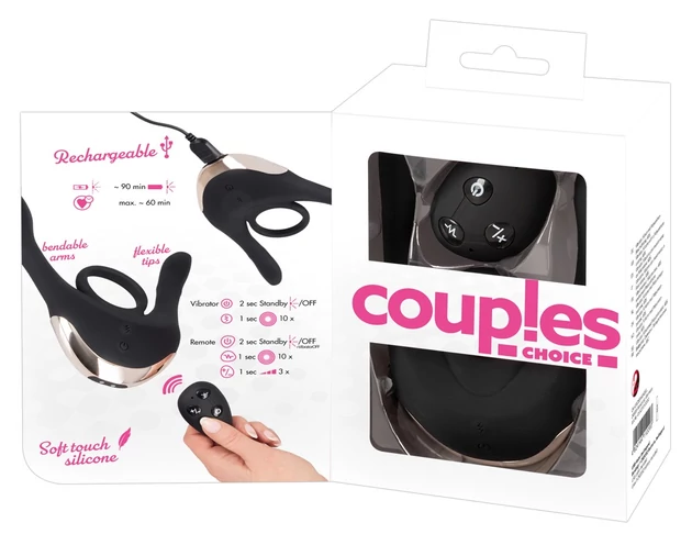 Couples Choice - akkus, 3 motoros párvibrátor (fekete)