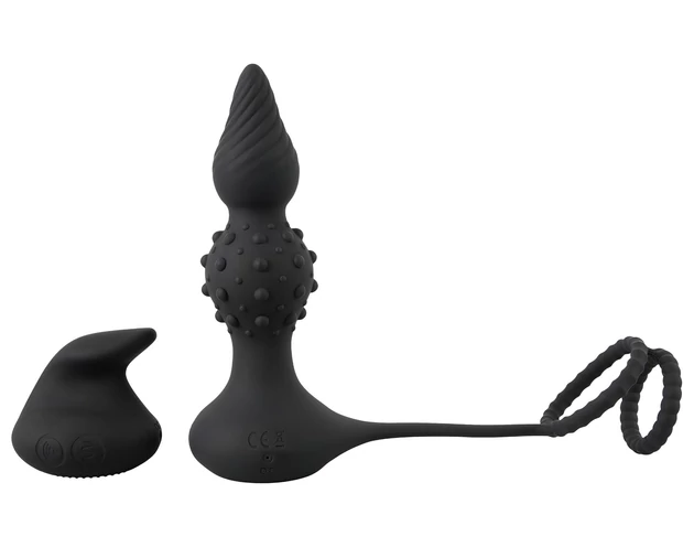 Rebel 2in1 - akkus, rádiós anál vibrátor péniszgyűrűvel (fekete)