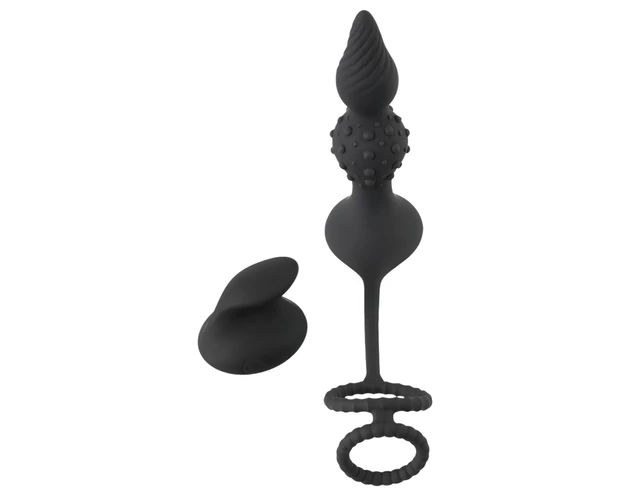 Rebel 2in1 - akkus, rádiós anál vibrátor péniszgyűrűvel (fekete)