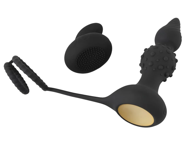 Rebel 2in1 - akkus, rádiós anál vibrátor péniszgyűrűvel (fekete)