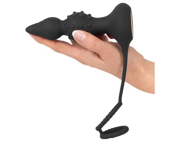 Rebel 2in1 - akkus, rádiós anál vibrátor péniszgyűrűvel (fekete)