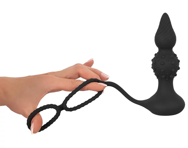 Rebel 2in1 - akkus, rádiós anál vibrátor péniszgyűrűvel (fekete)