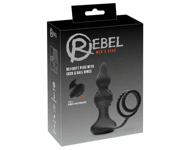 Rebel 2in1 - akkus, rádiós anál vibrátor péniszgyűrűvel (fekete)