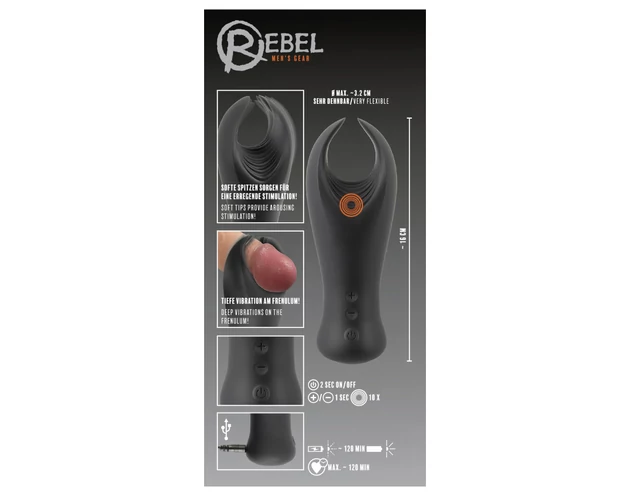 Rebel - vibrációs makkvibrátor (fekete)