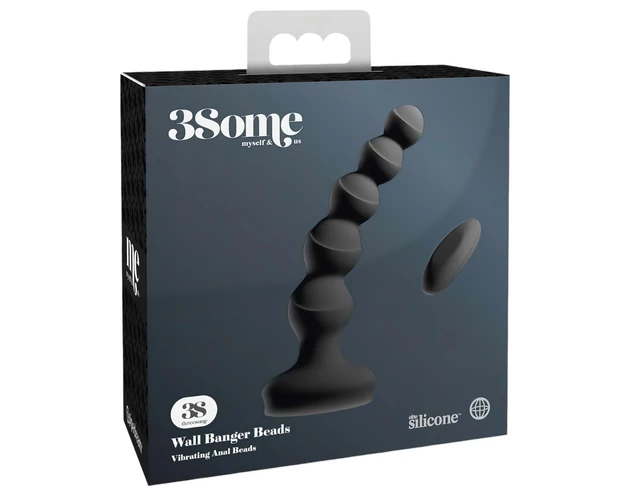 3Some wall banger Beads - prosztata vibrátor (fekete)