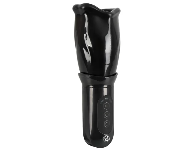 STROKER Rotating - akkus, forgó műszáj maszturbátor (fekete)