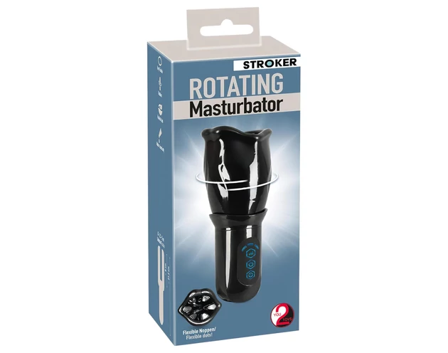 STROKER Rotating - akkus, forgó műszáj maszturbátor (fekete)
