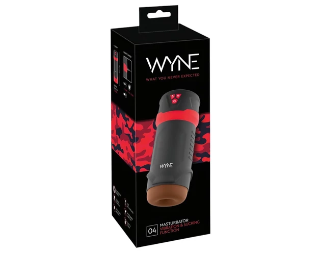 WYNE 04 - akkus, rezgő-szívó maszturbátor (barna)