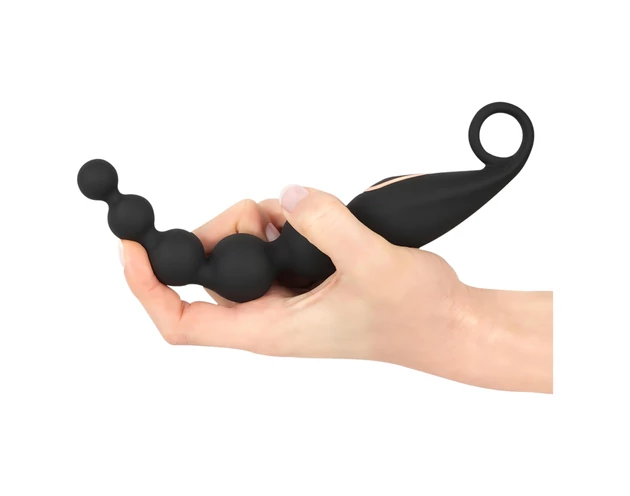 ANOS Anal Beads - gyöngyös anál vibrátor (fekete)