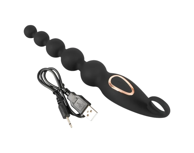 ANOS Anal Beads - gyöngyös anál vibrátor (fekete)
