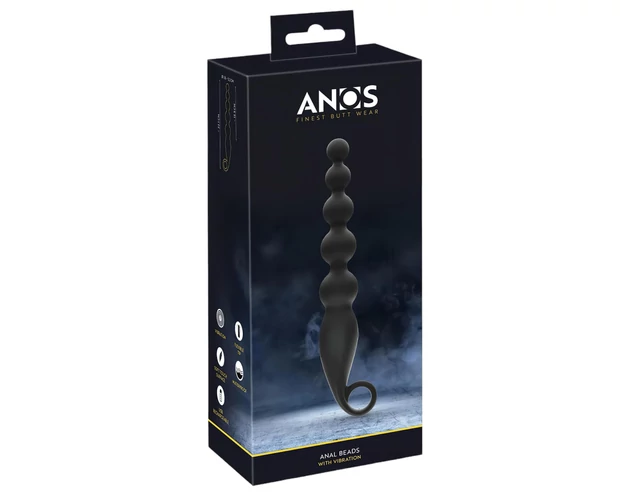 ANOS Anal Beads - gyöngyös anál vibrátor (fekete)