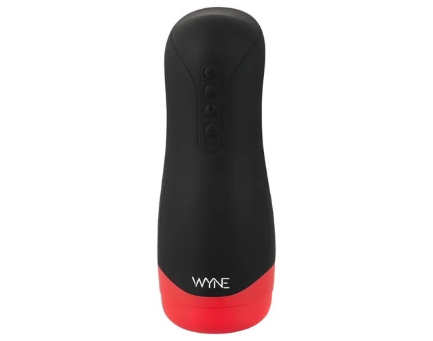 WYNE 01 - akkus, rezgő-szívó, melegítő maszturbátor (fekete)