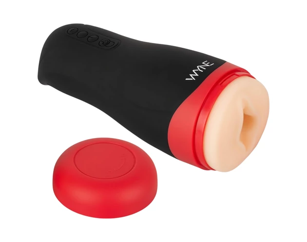 WYNE 01 - akkus, rezgő-szívó, melegítő maszturbátor (fekete)