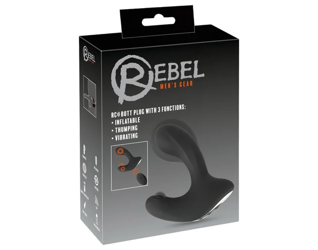 Rebel RC - akkus, rádiós pumpálható anál vibrátor (fekete)