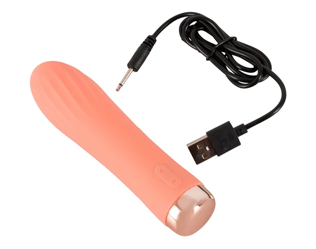 You2Toys peachy! mini ribbed - akkus rúdvibrátor (barack)
