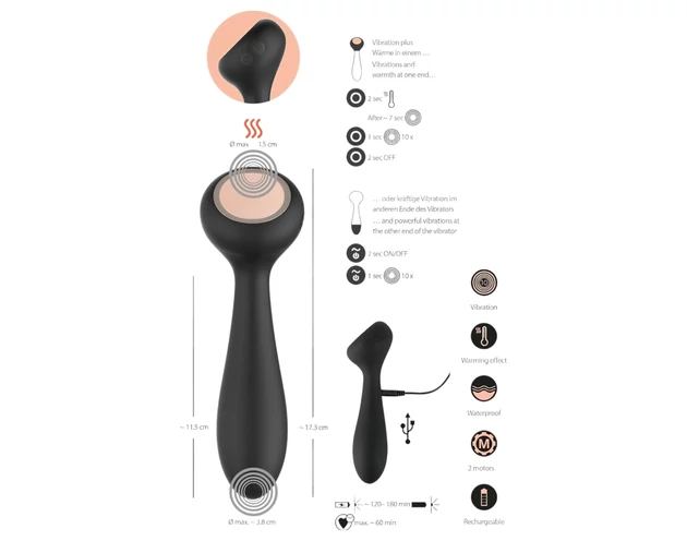 You2Toys CUPA - akkus, melegítő 2in1 vibrátor (fekete)