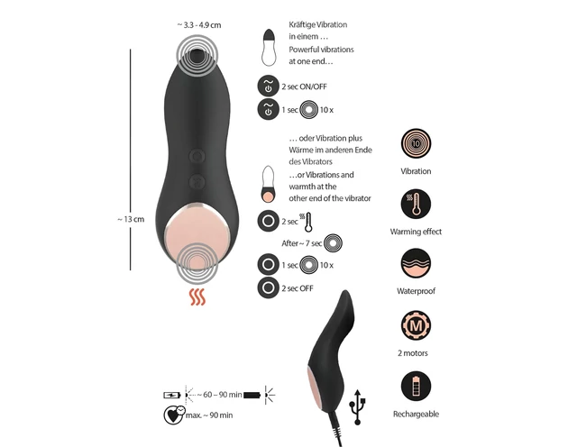 You2Toys CUPA - akkus, melegítő csiklóvibrátor (fekete)