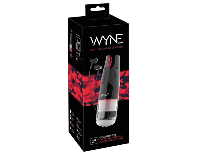 WYNE 05 - akkus, forgó maszturbátor (fekete-fehér)