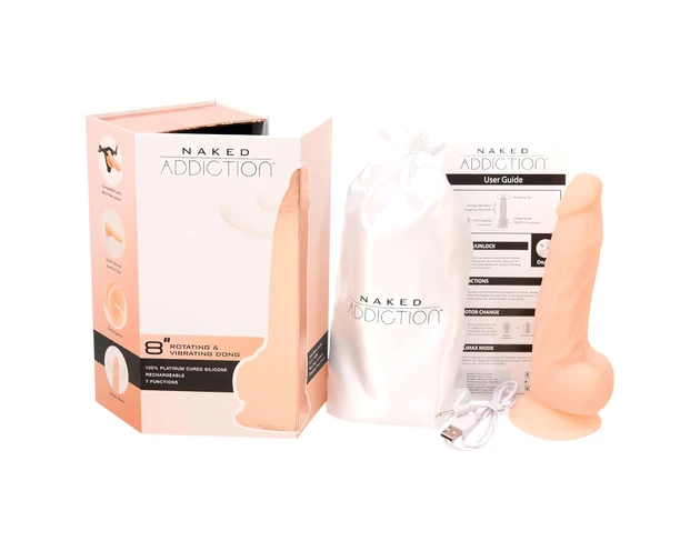 Naked Addiction Rotating 8 - forgó vibrátor (20cm) - natúr