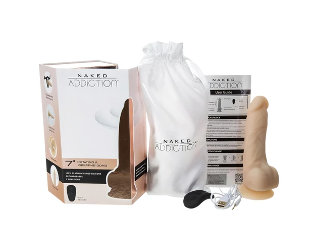 Naked Addiction Rotating 7 - forgófejes vibrátor (18cm) - natúr