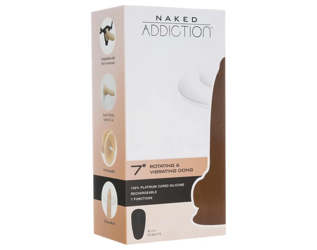 Naked Addiction Rotating 7 - forgófejes vibrátor (18cm) - natúr