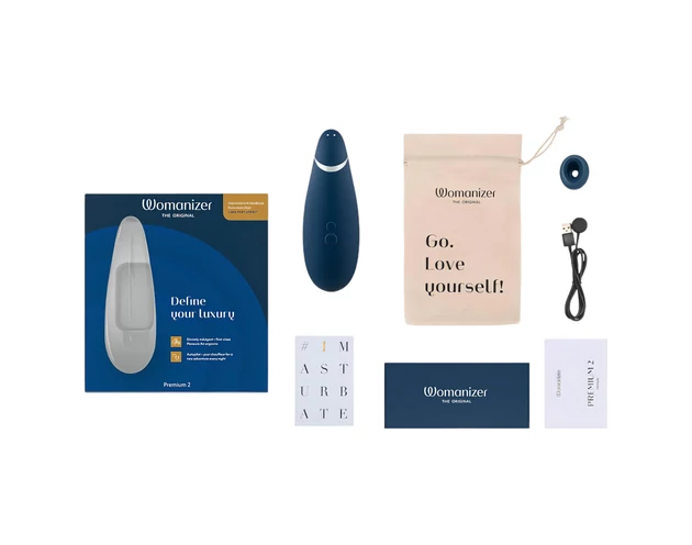 Womanizer Premium 2 - léghullámos csiklóizgató (kék)