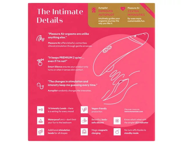 Womanizer Premium 2 - léghullámos csiklóizgató (pink)