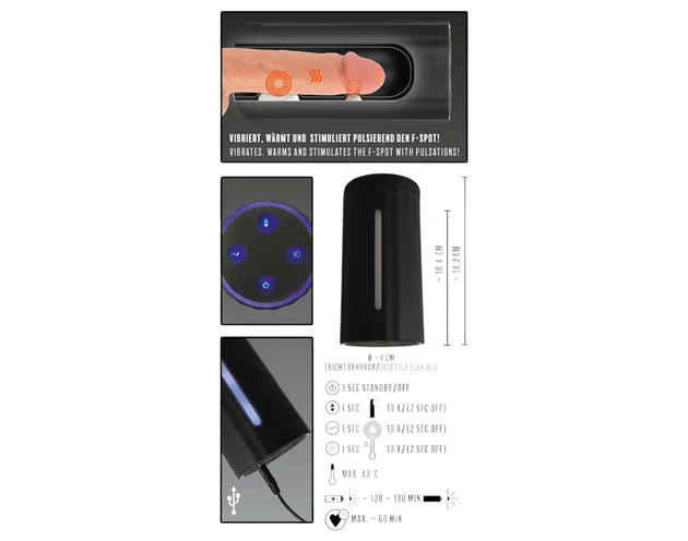 Rebel Blow Job - akkus, 3 funkciós maszturbátor (fekete)