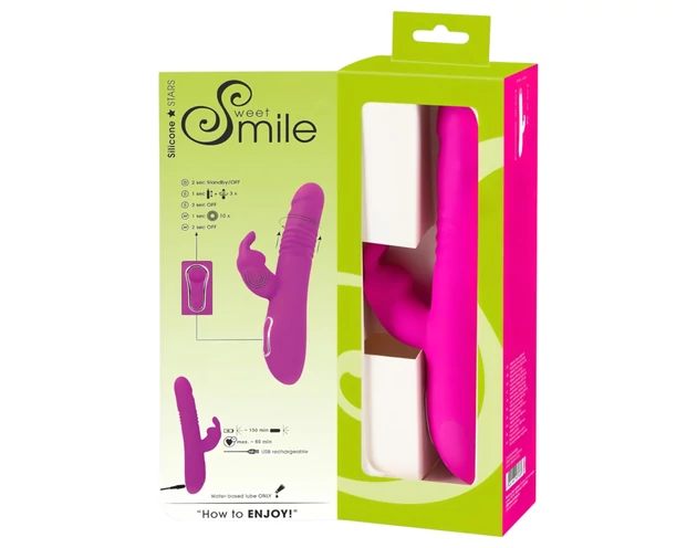 SMILE Rabbit - akkus, csiklókaros lökő-forgó vibrátor (pink)