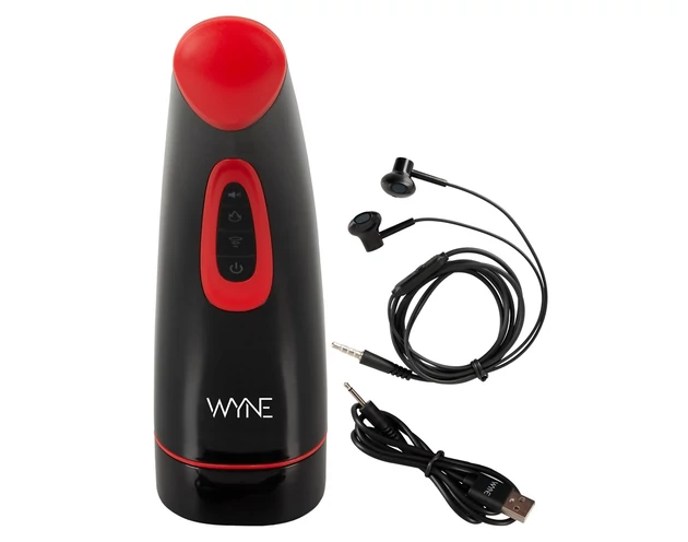 WYNE 03 - akkus, rezgő-szívó maszturbátor (fekete)