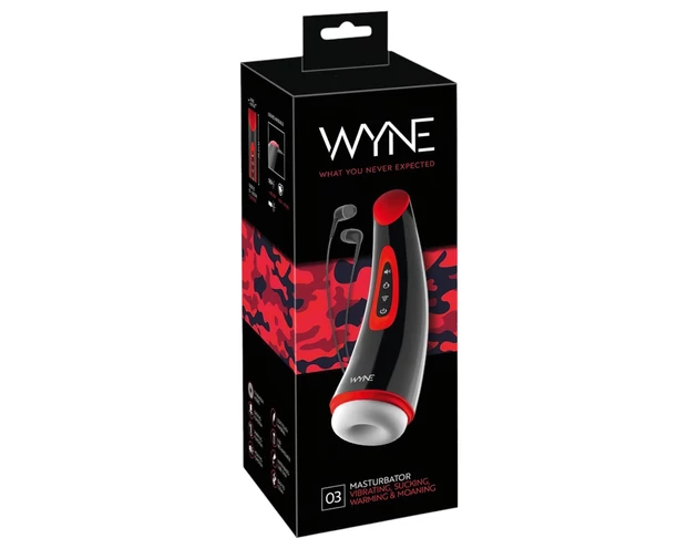 WYNE 03 - akkus, rezgő-szívó maszturbátor (fekete)