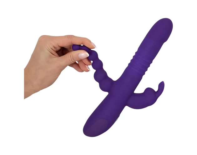 SMILE Triple - akkus, tripla karos, forgó-lökő vibrátor (lila)