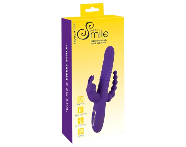 SMILE Triple - akkus, tripla karos, forgó-lökő vibrátor (lila)