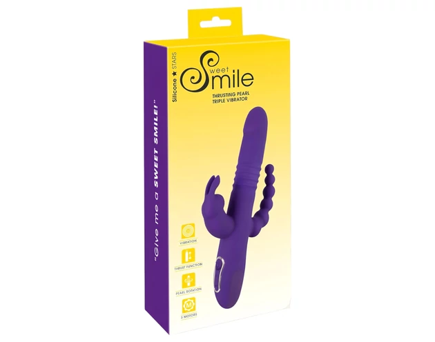 SMILE Triple - akkus, tripla karos, forgó-lökő vibrátor (lila)