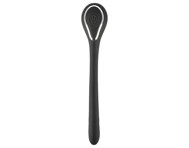 Penis Plug Dilator - akkus, vibrációs dilátor (1cm) - fekete
