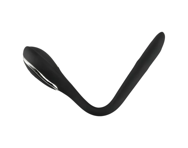 Penis Plug Dilator - akkus, vibrációs dilátor (1cm) - fekete