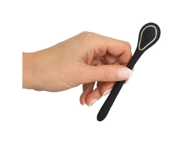 Penis Plug Dilator - akkus húgycső vibrátor (1,1cm) - fekete