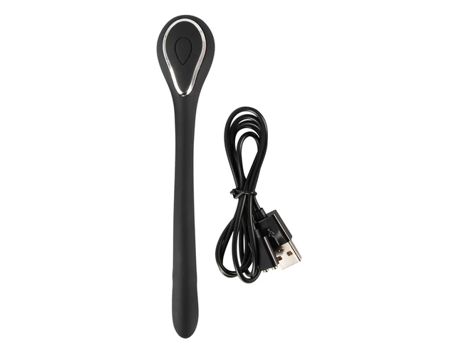 Penis Plug Dilator - akkus húgycső vibrátor (1,1cm) - fekete
