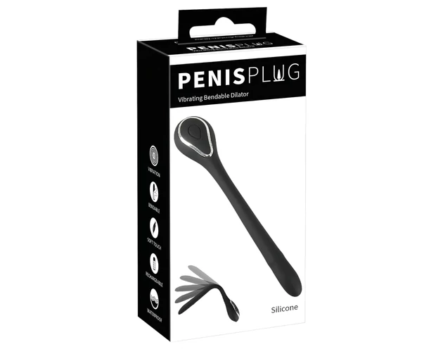 Penis Plug Dilator - akkus húgycső vibrátor (1,1cm) - fekete