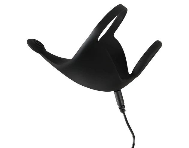 Rebel - akkus, péniszgyűrű és here vibrátor (fekete)