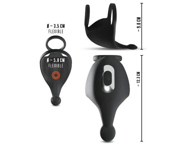 Rebel - akkus, péniszgyűrű és here vibrátor (fekete)