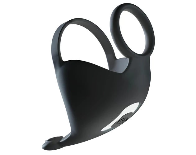 Rebel - akkus, péniszgyűrű és here vibrátor (fekete)