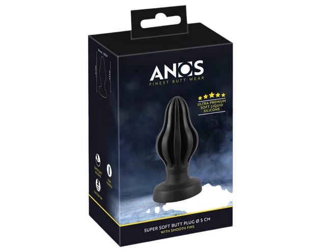ANOS - bordázott puha anál plug - 5 cm (fekete)