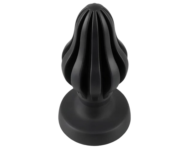 ANOS - bordázott puha anál plug - 5 cm (fekete)
